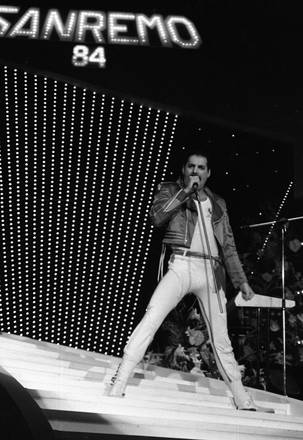 Freddie Mercury Sanremo il 4 febbraio 1984.